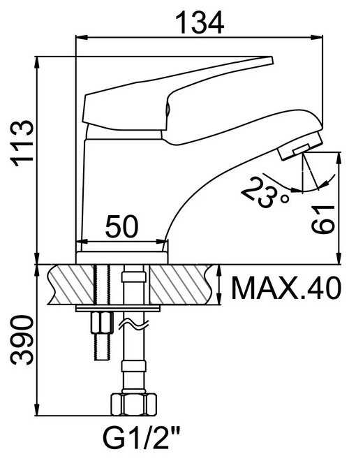 Смеситель для раковины (умывальника) Accoona H50 A9050, рычажный фотография 1