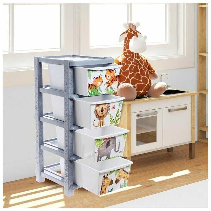 Бельевой комод Соломон Веселый зоопарк (4 секции) фотография 7