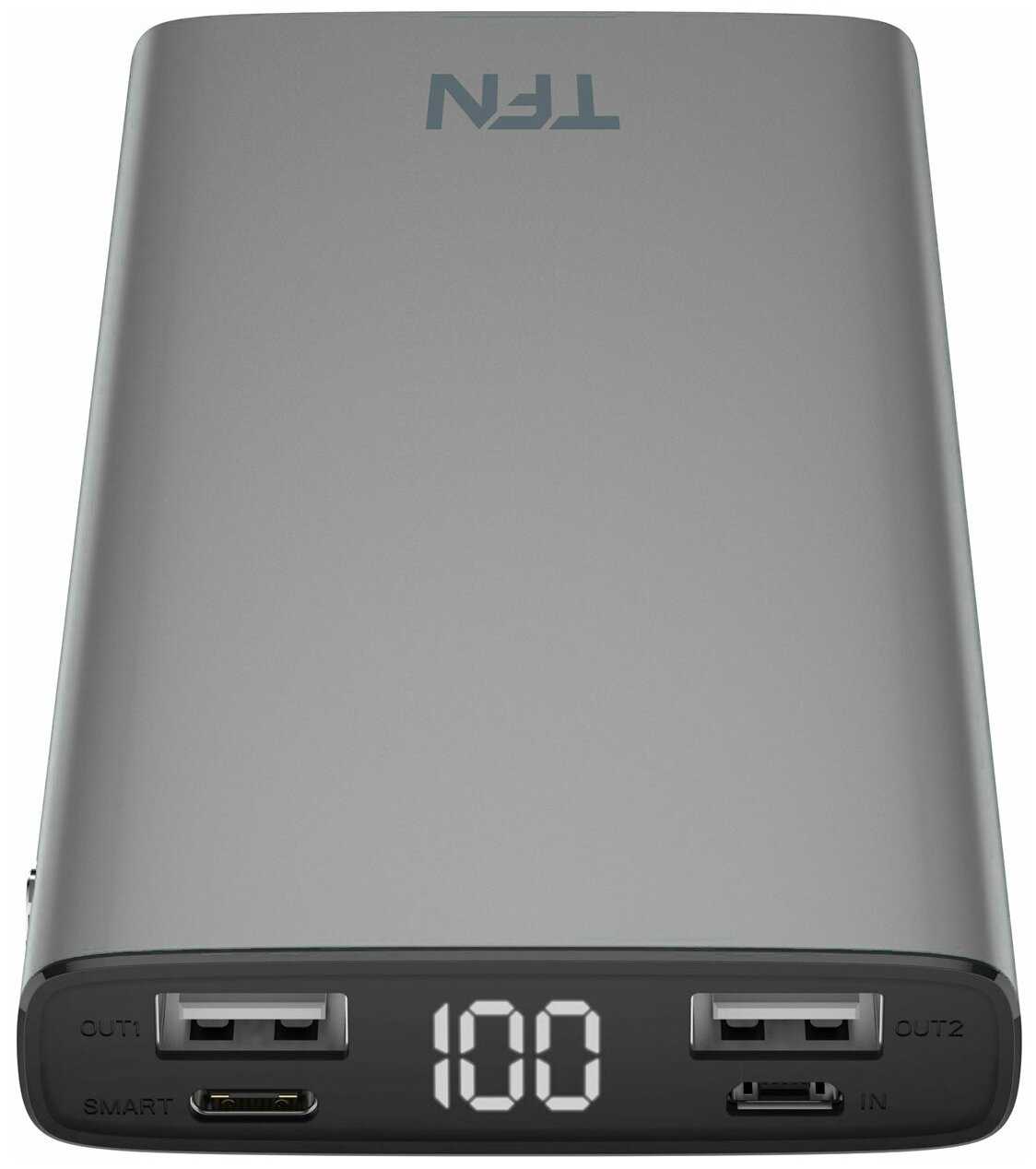 Внешний аккумулятор TFN Steel LCD 10000mAh Gray фотография 2