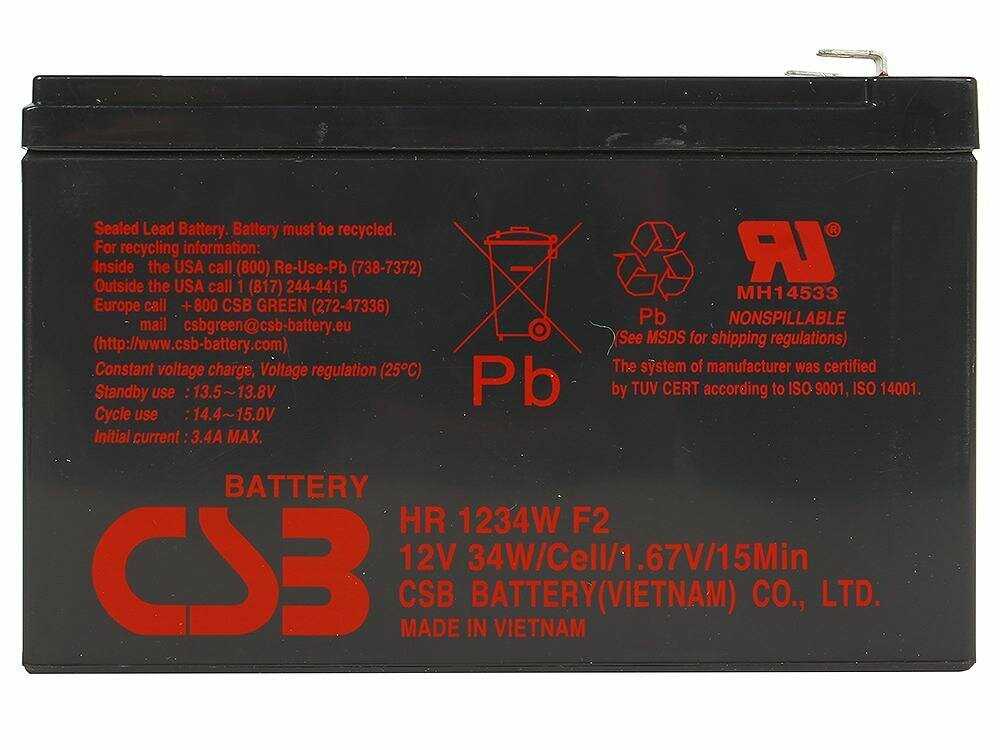 Аккумуляторная батарея CSB HR 1234W 12В фотография 16