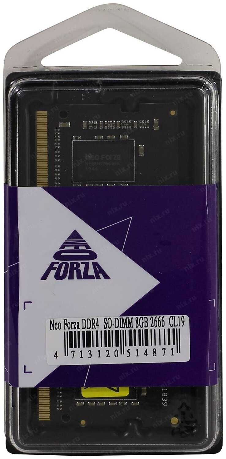 Оперативная память neoforza 4 ГБ DDR4 2666 МГц SODIMM CL19 NMSO440D82-2666EA10 фотография 1