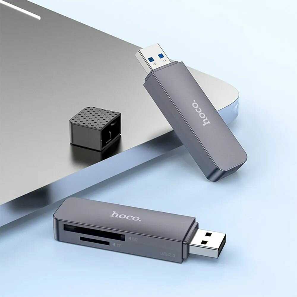 Картридер Hoco HB45 Spirit 2-в-1 USB / Type-C 3.0 для SD и MicroSD / TF карт фотография 10
