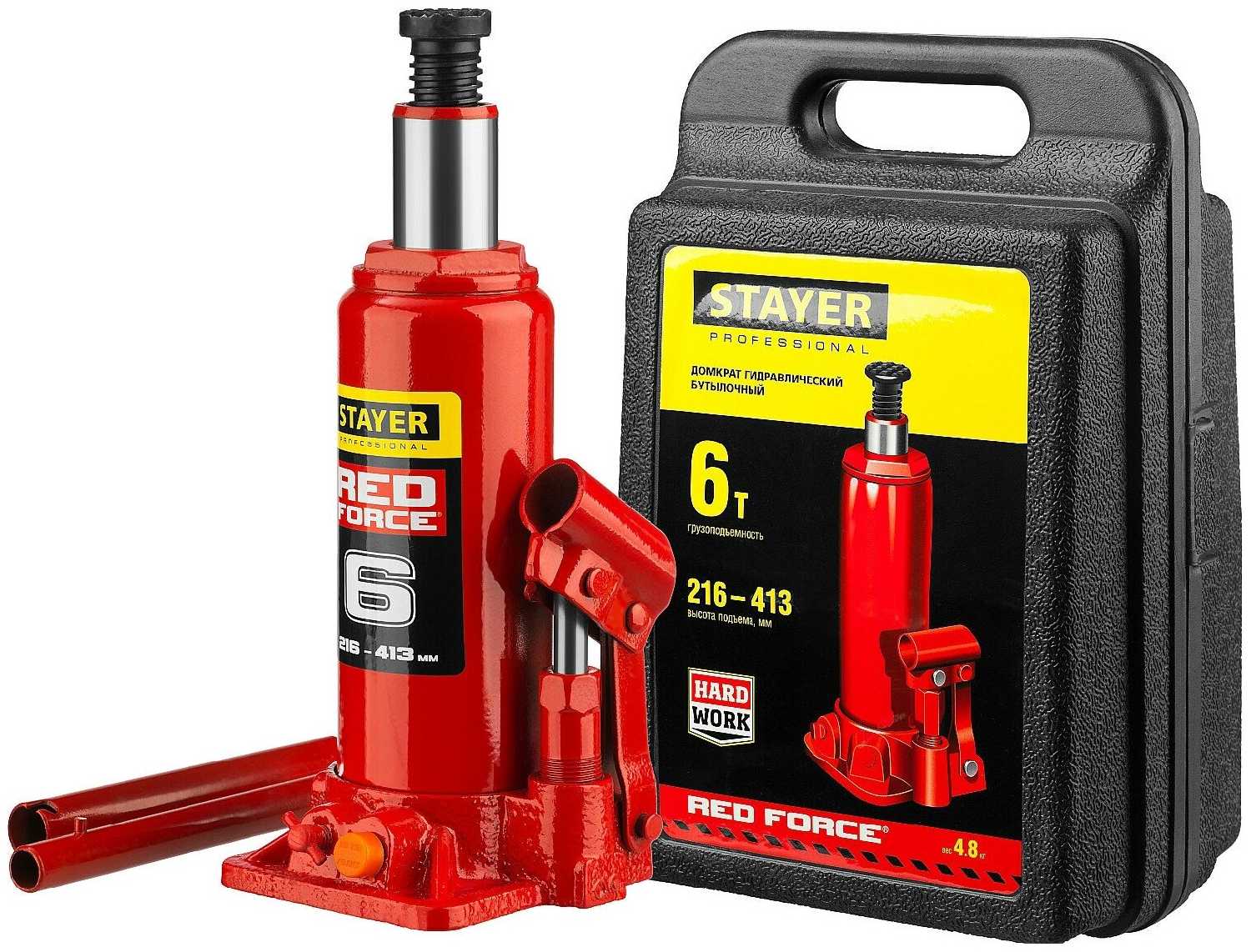 Домкрат бутылочный гидравлический STAYER 43160-6-K