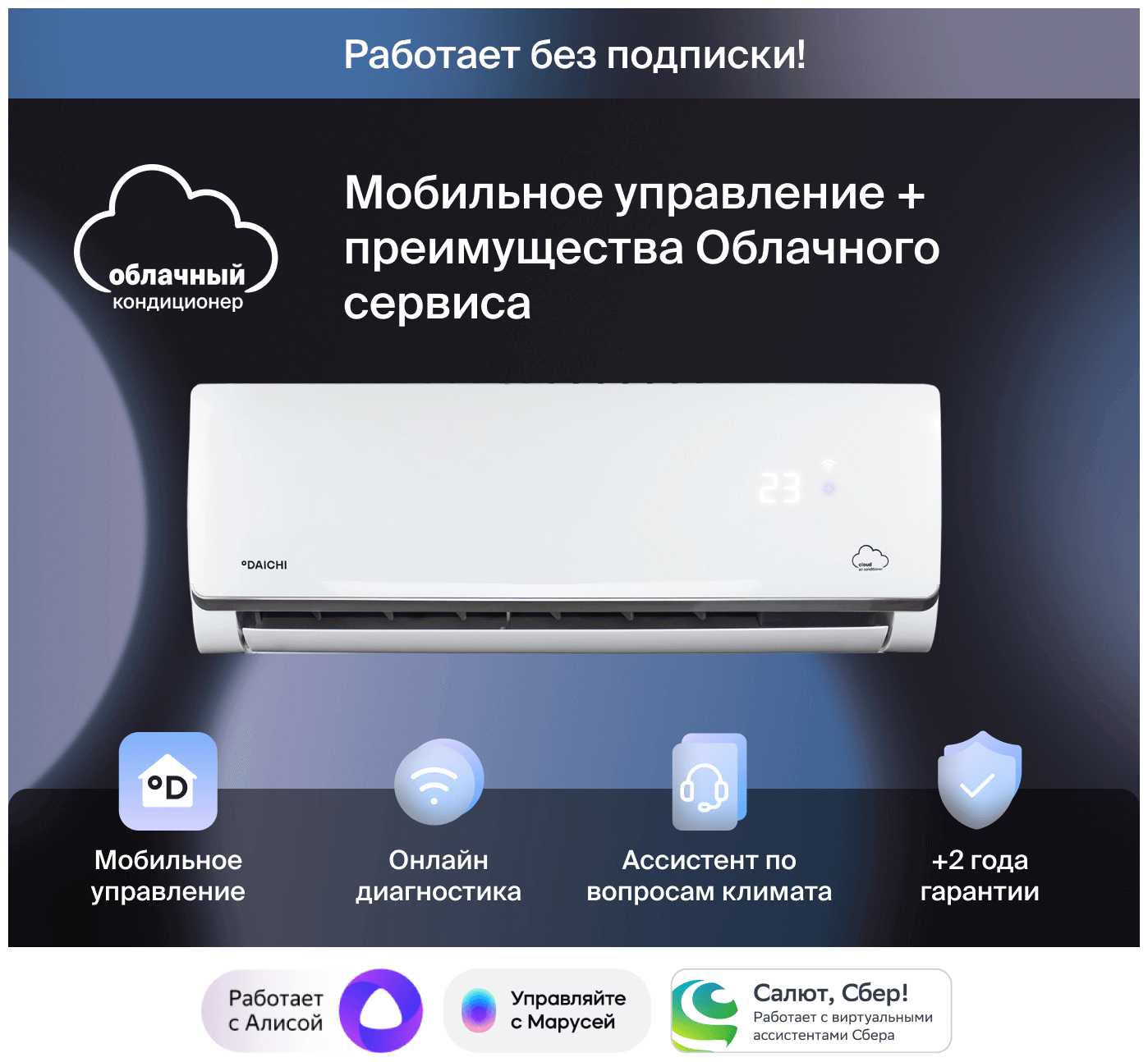 Облачный кондиционер Daichi Alpha 2 Unl A50AVQ2_UNL/A50FV2_UNL бессрочная подписка