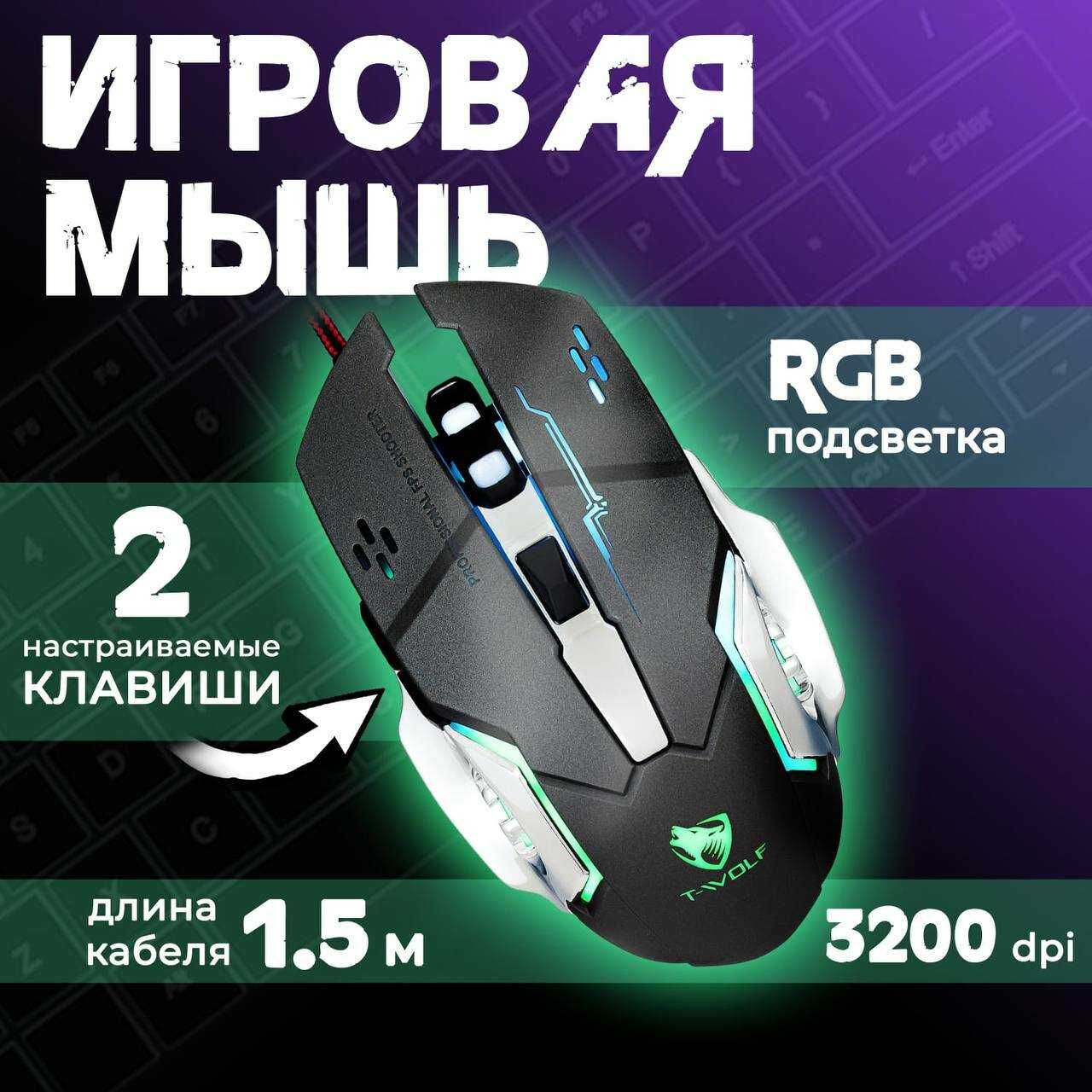 Игровая мышь механическая проводная Thunderwolf V6 Hot Wheels