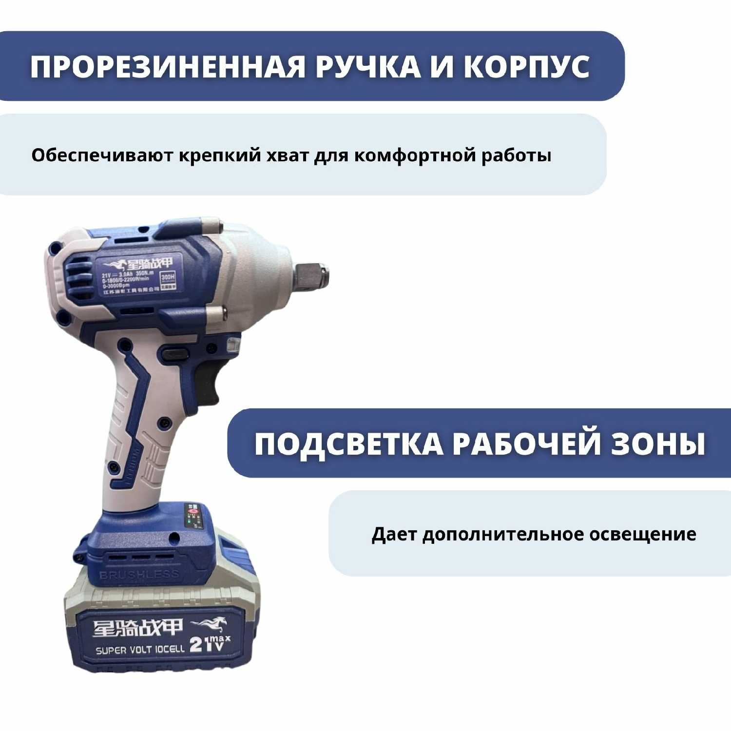 Гайковерт KOETSU Гайковерт бесщеточный аккумуляторный ударный (350Нм) фотография 4