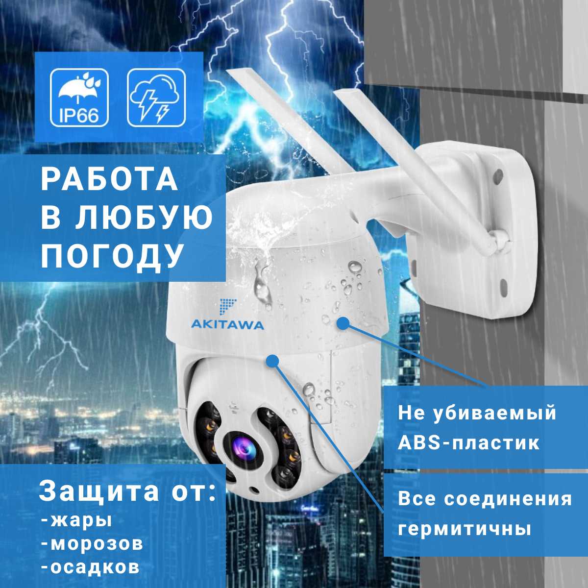 Камера видеонаблюдения Wifi Akitawa (1080p, 4x зум, поворотная) фотография 4