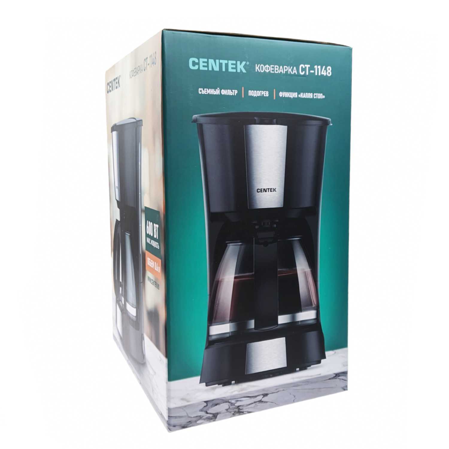 Кофеварка капельная CENTEK CT-1148, 600Вт, 600мл фотография 12
