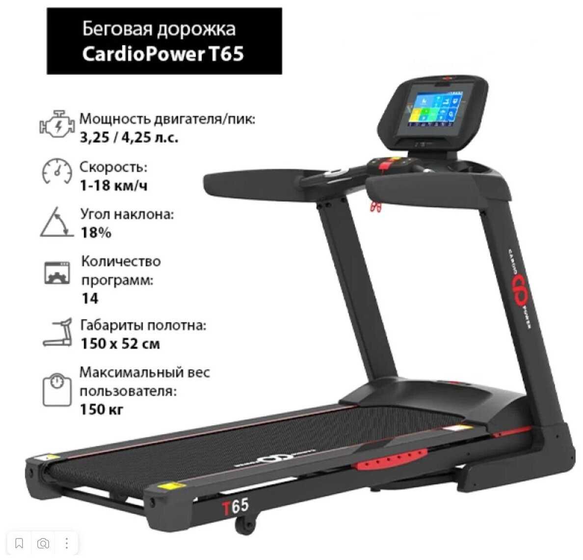 Беговая дорожка CardioPower T65 (3.25 л.с.) фотография 6