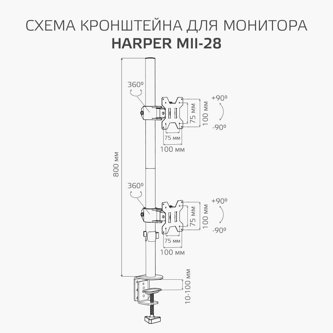 Кронштейн Harper Кронштейн двойной настольный Vesa (MII-28) фотография 4