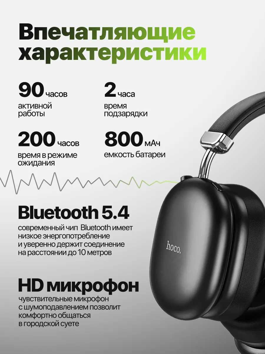 Наушники беспроводные накладные Hoco W35 MAX с активным шумоподавлением (ANC) фотография 1
