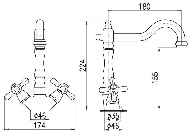Смеситель для кухни (мойки) Slezak RAV Morava Retro MK120.5/8, рычажный фотография 5