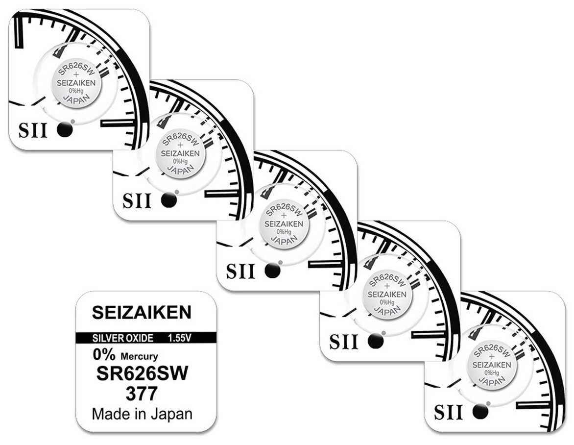 Батарейка Seizaiken 377 (SR626SW, SR66, AG4) - 10 шт. фотография 6
