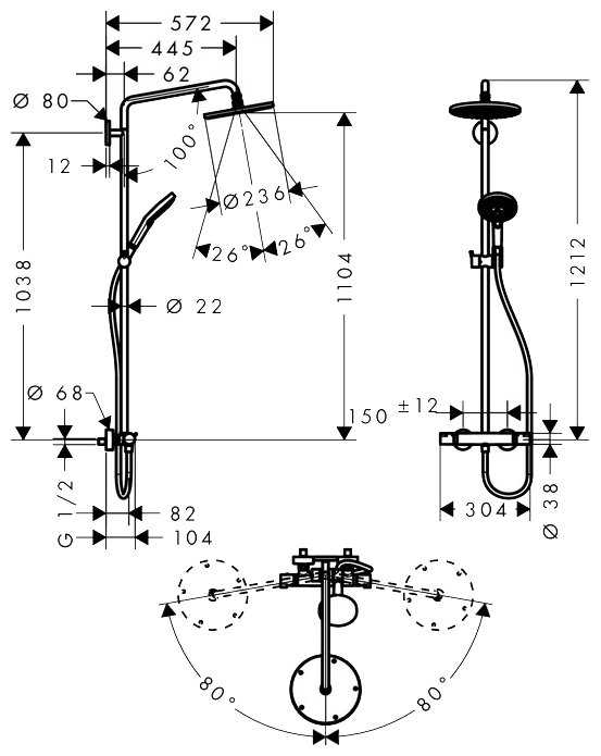 Душевая стойка hansgrohe Raindance Select S 240 Showerpipe 27115000, хром фотография 1