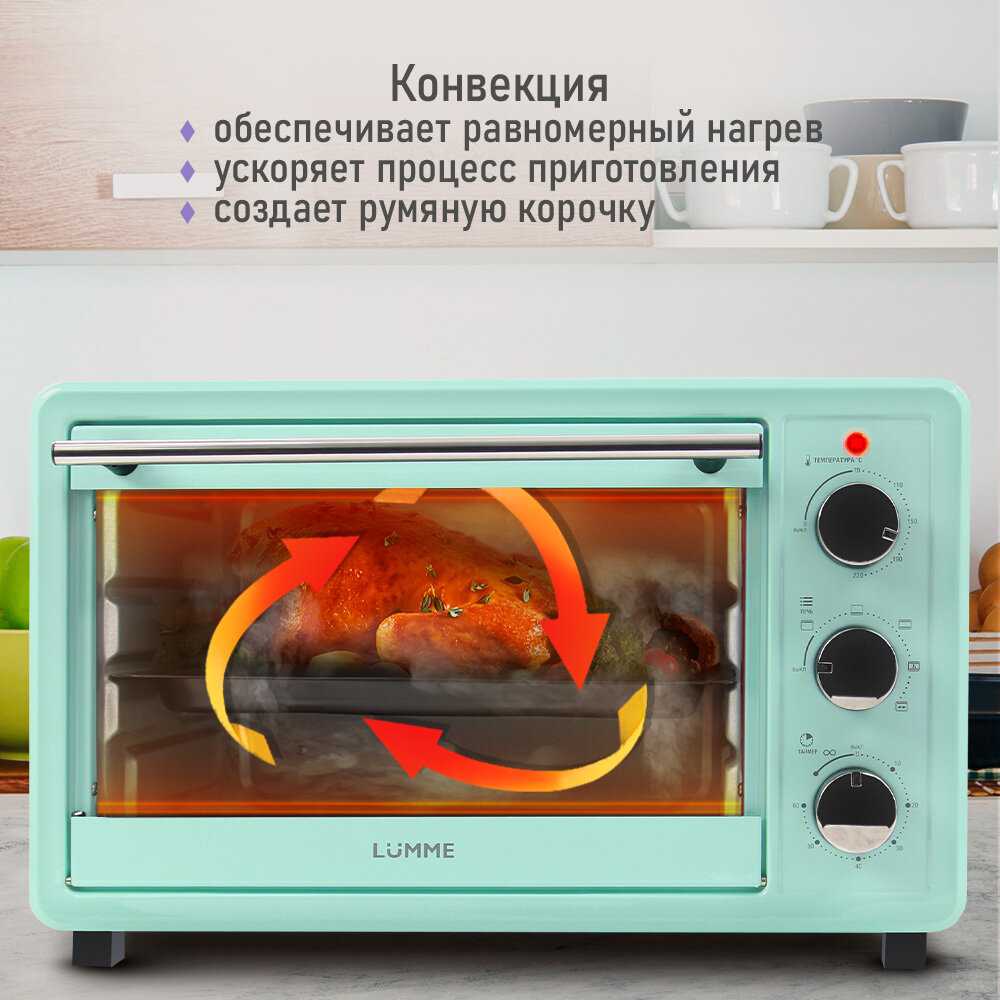 Мини-печь LUMME LU-EO1715C (30 литров, конвекция + вертел + гриль) фотография 3