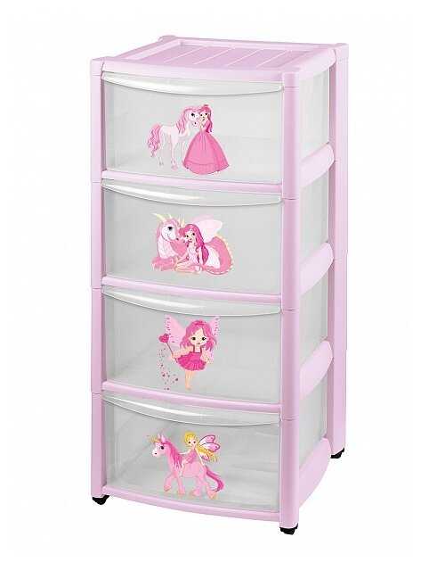 Бельевой комод Пластишка с аппликацией 4 секции