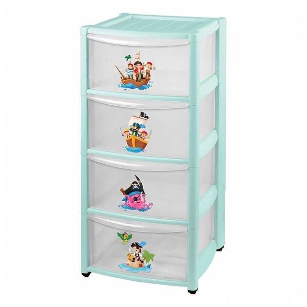 Бельевой комод Пластишка с аппликацией 4 секции фотография 1