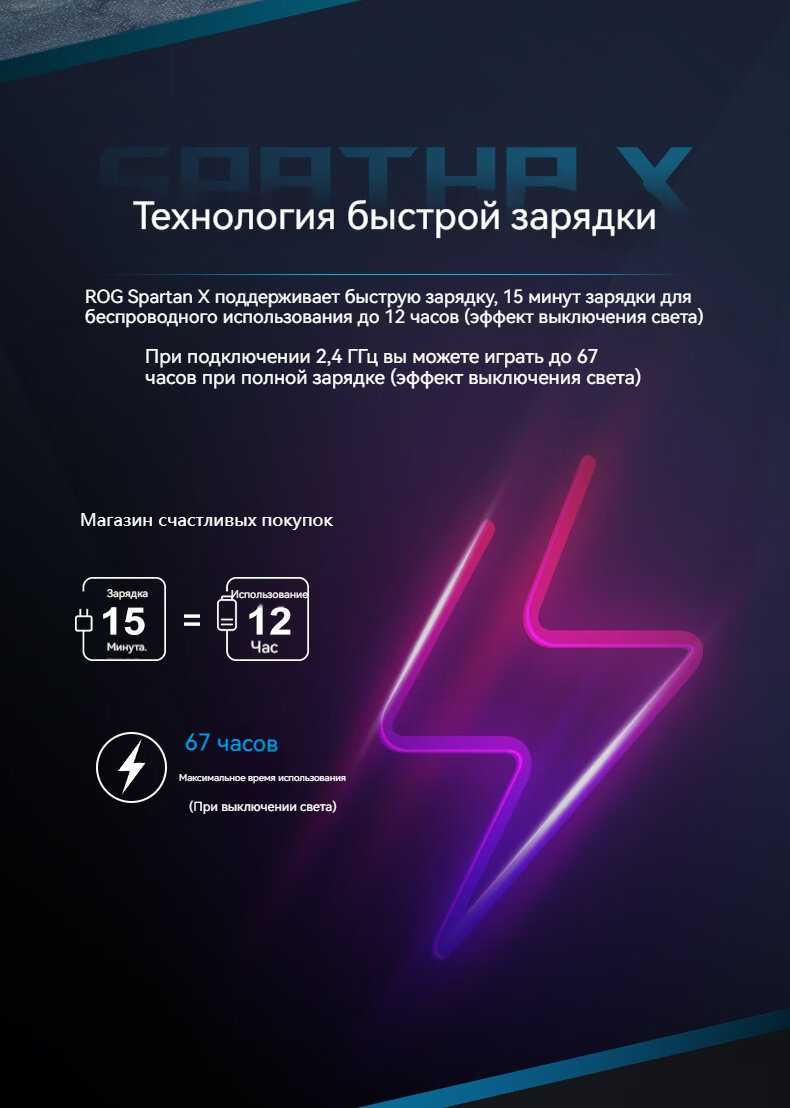 Беспроводная игровая мышь ROG Spartan X (PAW3370) фотография 4