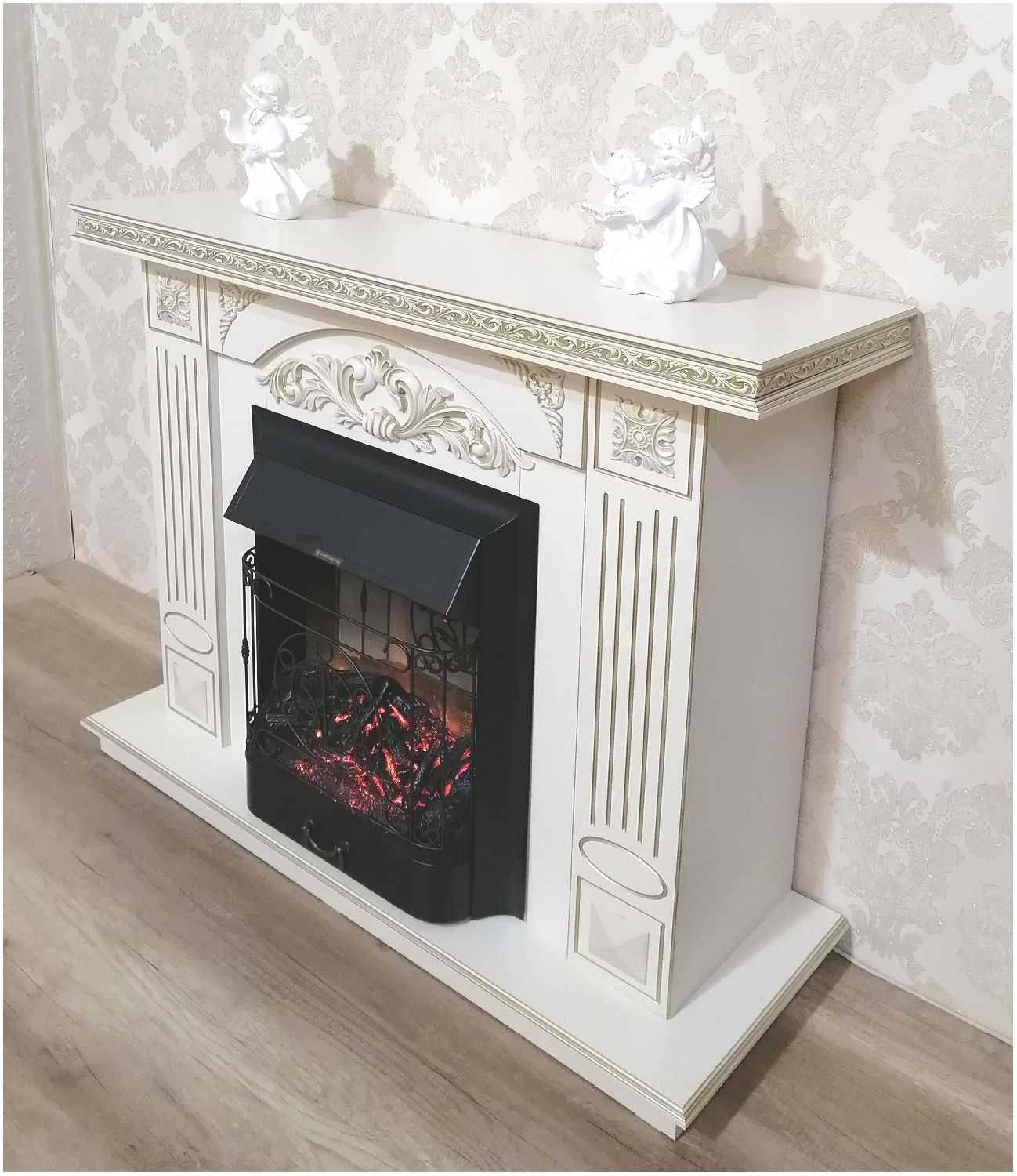 Электрокамин Cold Fire Lantana бежевый с очагом RealFlame Majestik s LUX Black фотография 3