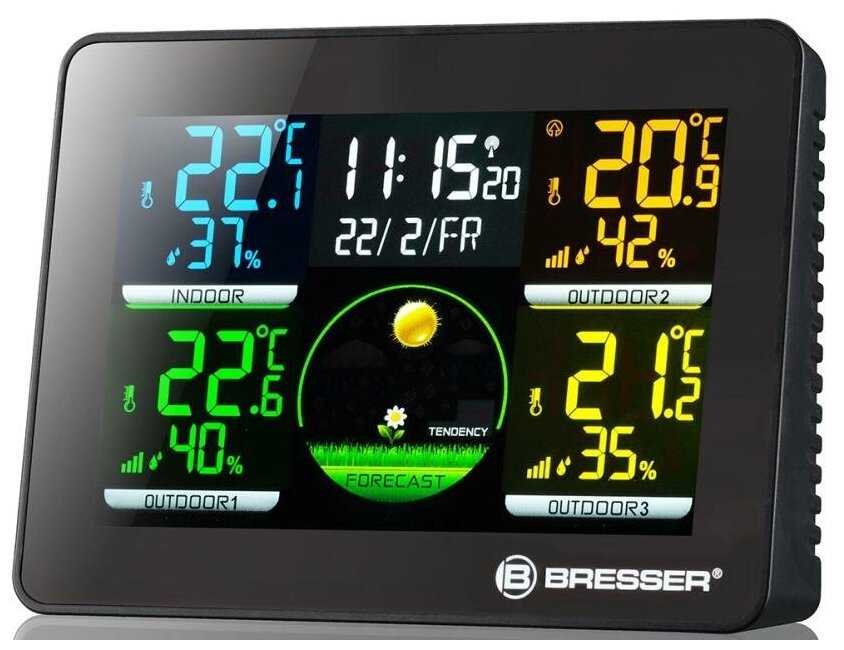 Метеостанция Bresser Thermo Hygro Quadro NLX с тремя датчиками