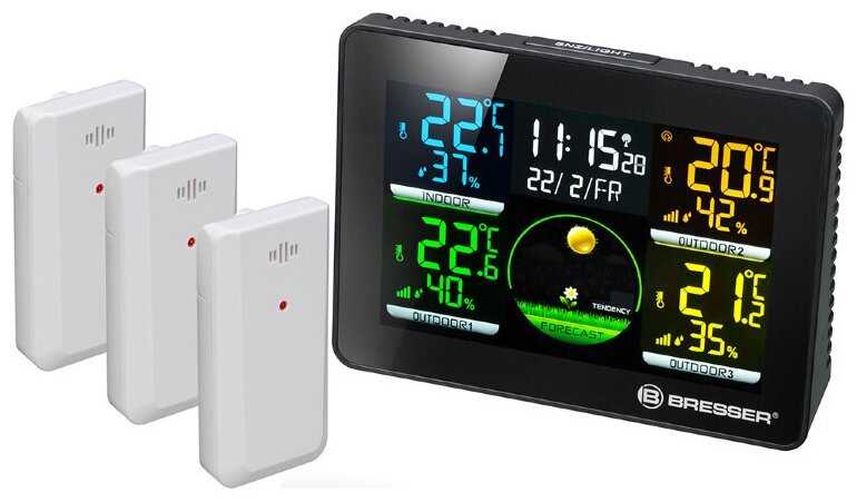 Метеостанция Bresser Thermo Hygro Quadro NLX с тремя датчиками фотография 1