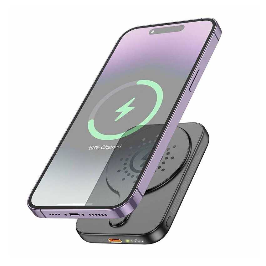 Беспроводной магнитный аккумулятор Hoco J117 MagSafe 5000 mAh PD20W QC3.0 фотография 2