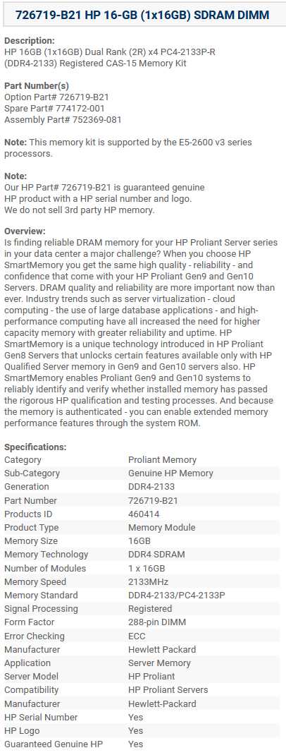 Оперативная память HP 16 ГБ DDR4 DIMM CL15 (726719-B21) фотография 12