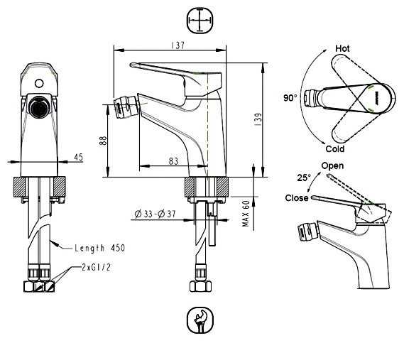 Смеситель для биде Bravat Eco F3111147C, рычажный фотография 1