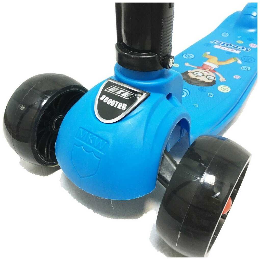 Складной трёхколёсный самокат со светящимися колёсами Scooter Mini Kids Lights 103A фотография 16