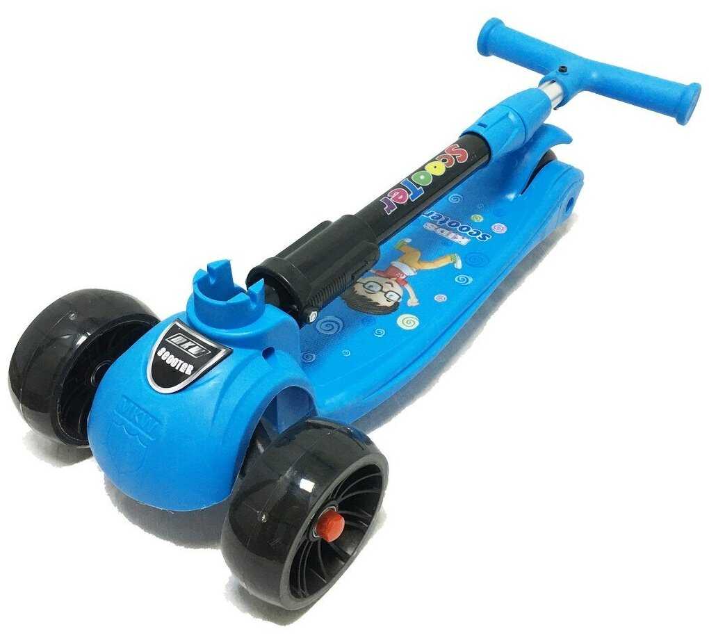 Складной трёхколёсный самокат со светящимися колёсами Scooter Mini Kids Lights 103A фотография 17
