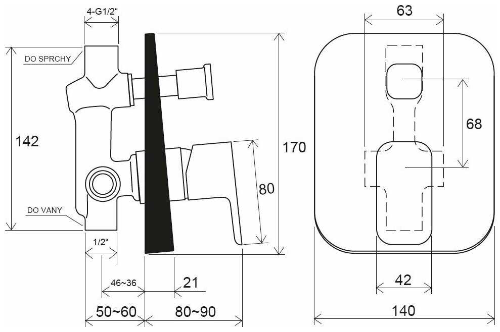 Смеситель для душа RAVAK 10° Free TD F 061.00, рычажный фотография 1