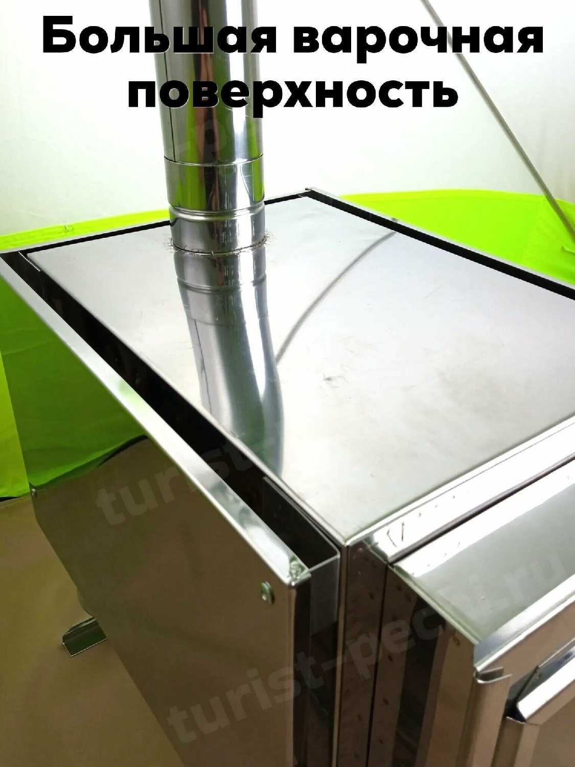 Комплект походной печи-камин Инвент Малая (со стационарными экранами) + Коврик под печь 75х100 см фотография 10