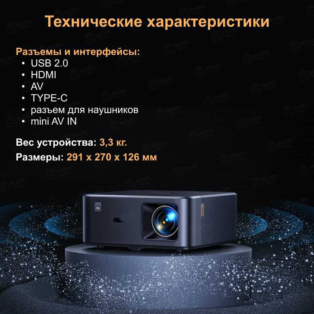 Портативный проектор Yaber L1 (Android 9.0, 1+8G, 1080P, 200 Ansi) фотография 11