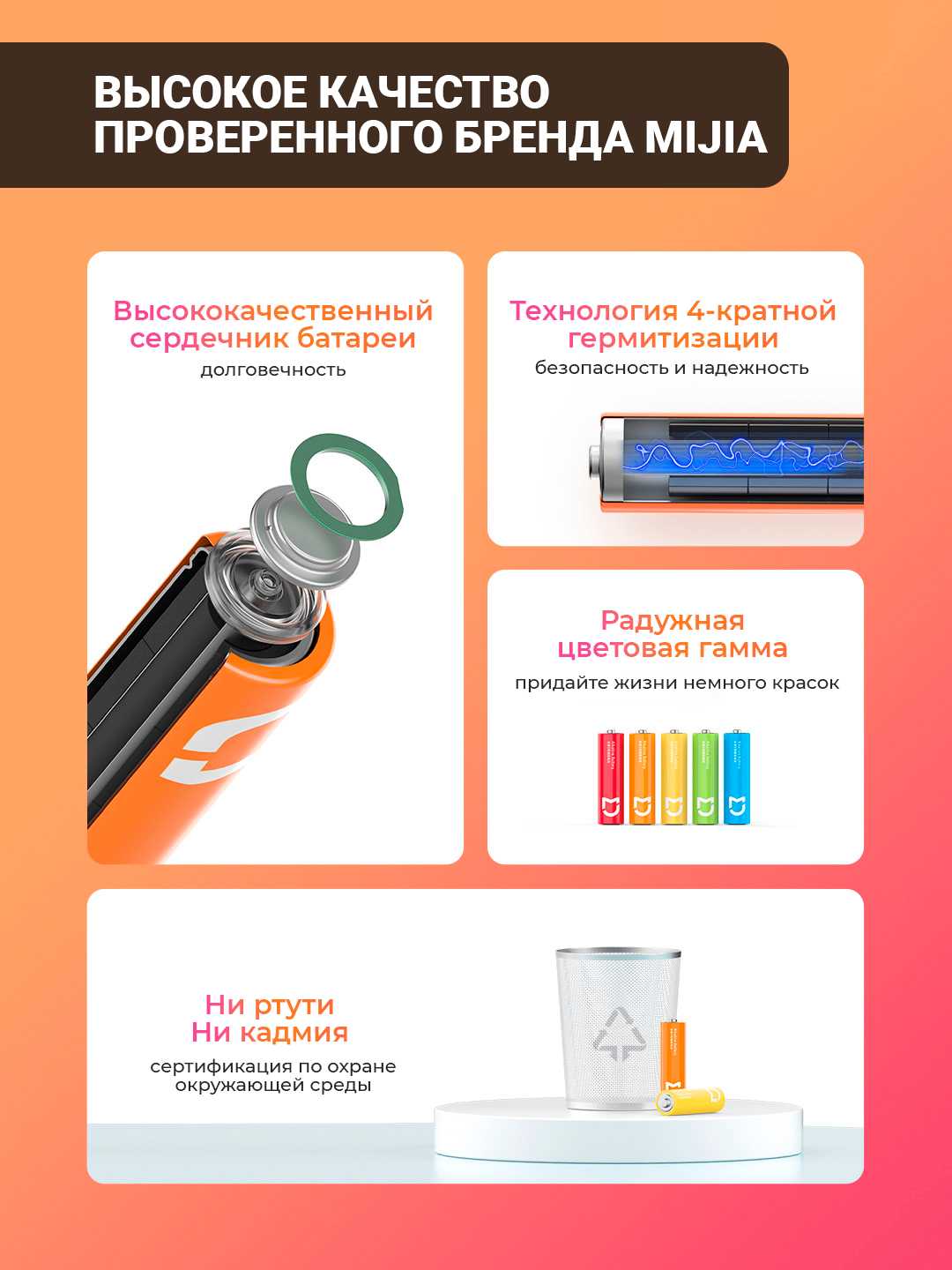 Батарейки Mijia Rainbow No.7 AAA batteries (40 шт) фотография 7
