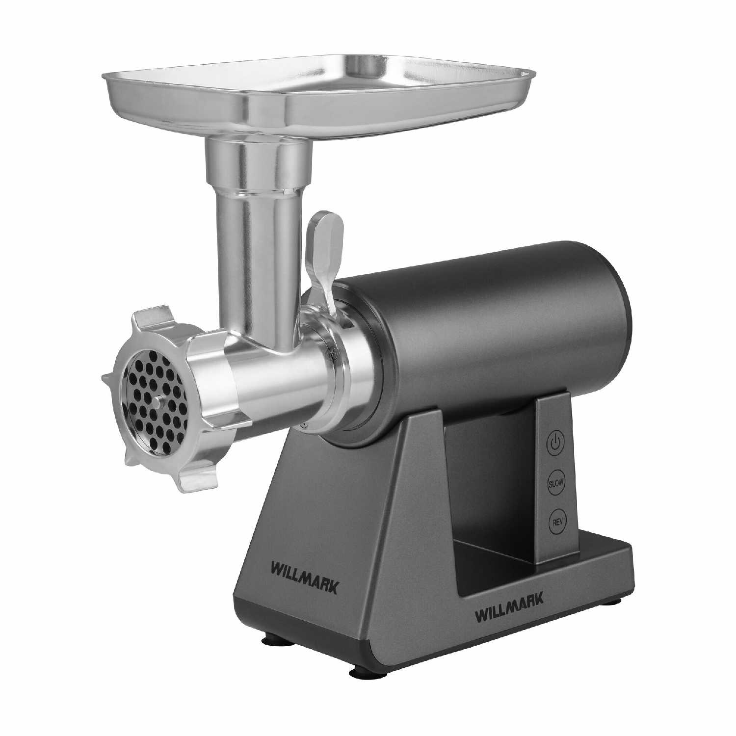 Электромясорубка WILLMARK WMG-3683GS (2000Вт, 2.7 кг/мин, реверс, 3 решета) фотография 1