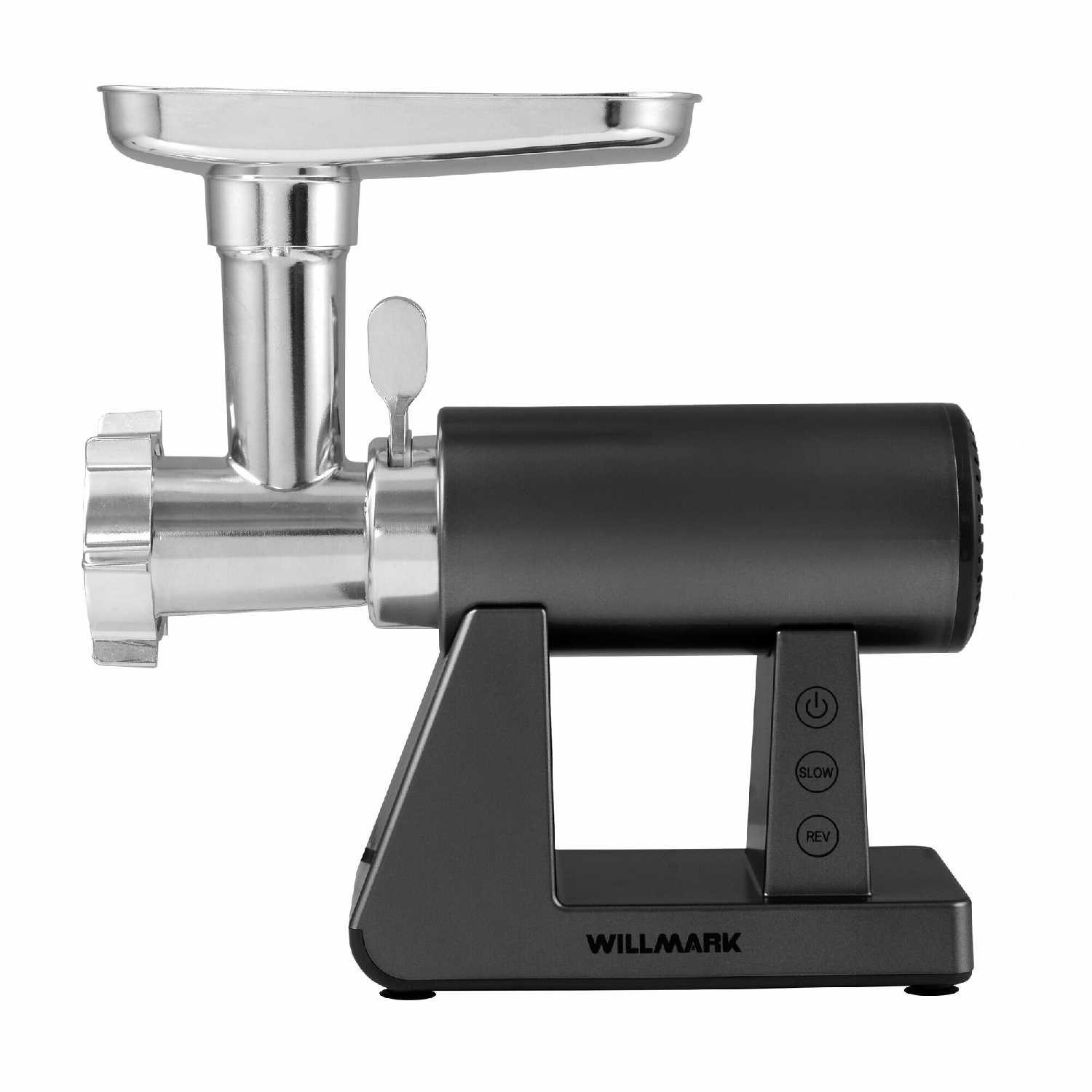 Электромясорубка WILLMARK WMG-3683GS (2000Вт, 2.7 кг/мин, реверс, 3 решета) фотография 2