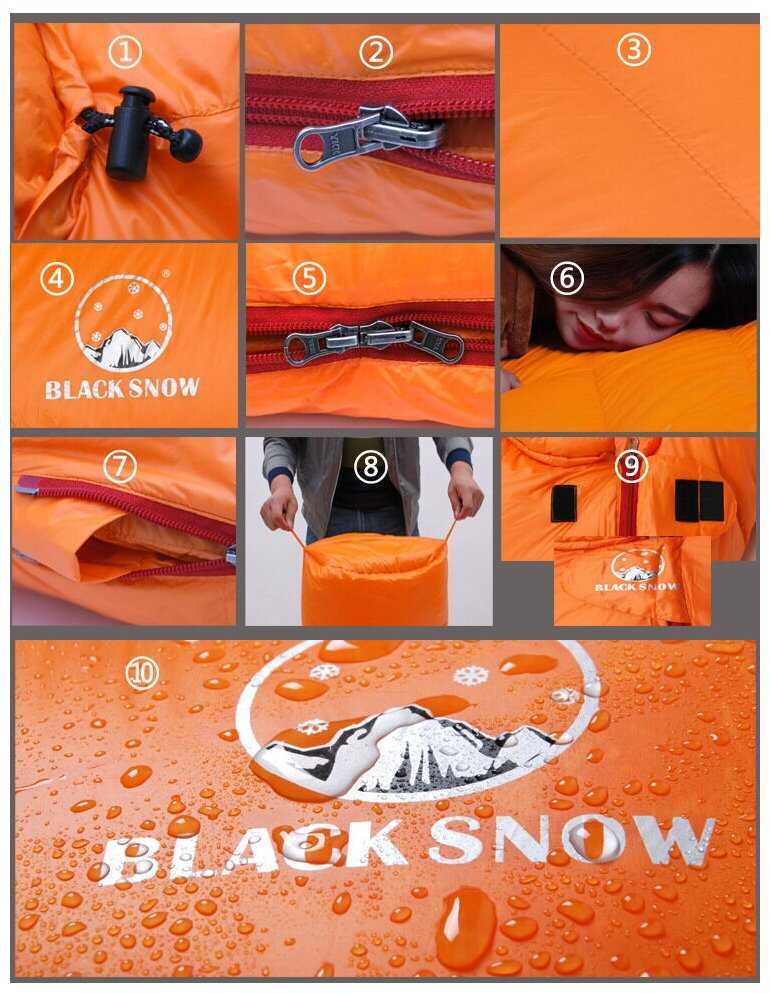 Спальный мешок BLACK SNOW Кокон (1300 грамм пуха) фотография 4
