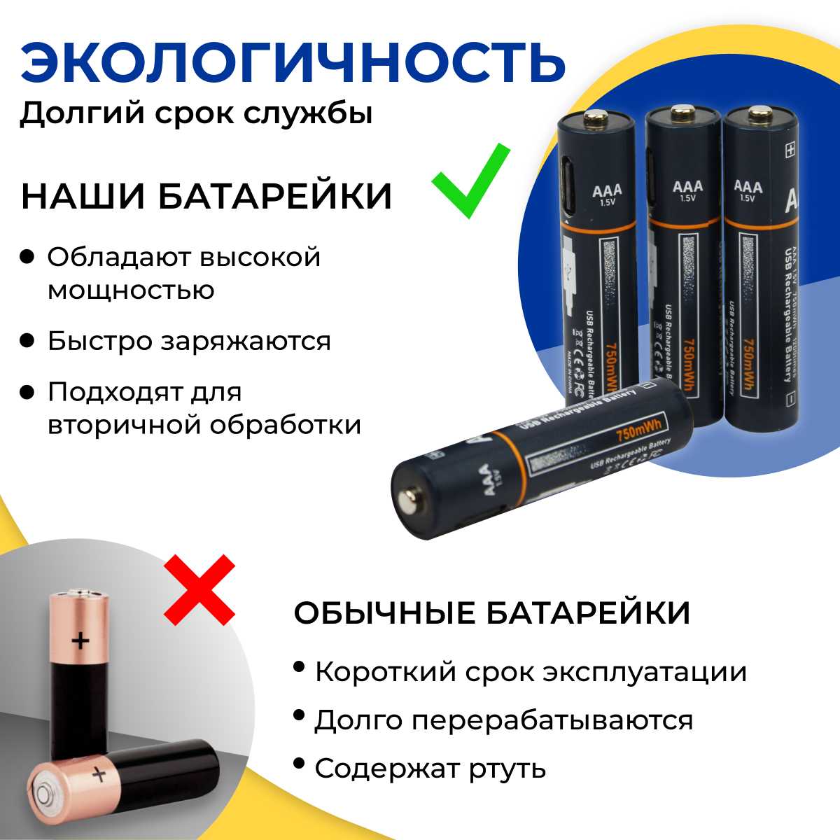Батарейки ААА мизинчиковые 750 mAh фотография 2