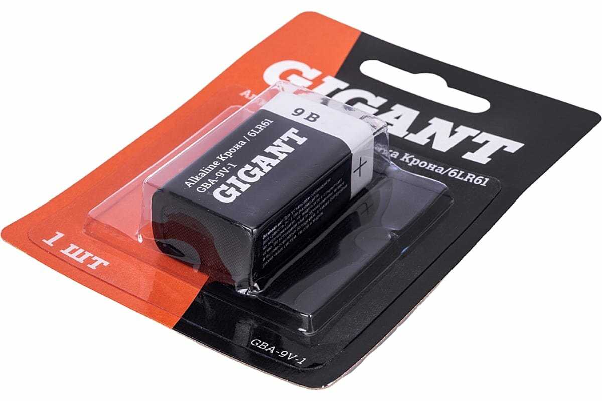 Батарейка Gigant Alkaline Крона/6LR61 (GBA-9V-1) фотография 1