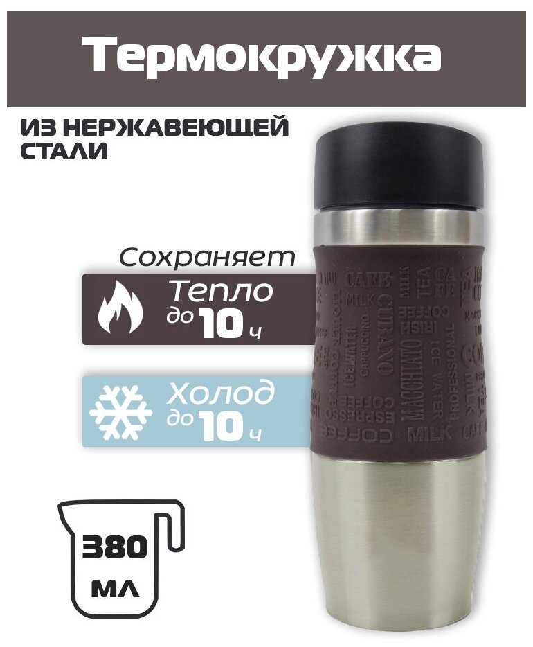 Термокружка вакуумная 380 мл со вставкой фотография 2