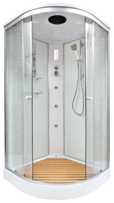 Душевая кабина Deto 1510 с гидромассажем и электрикой низкий поддон 100см*100см