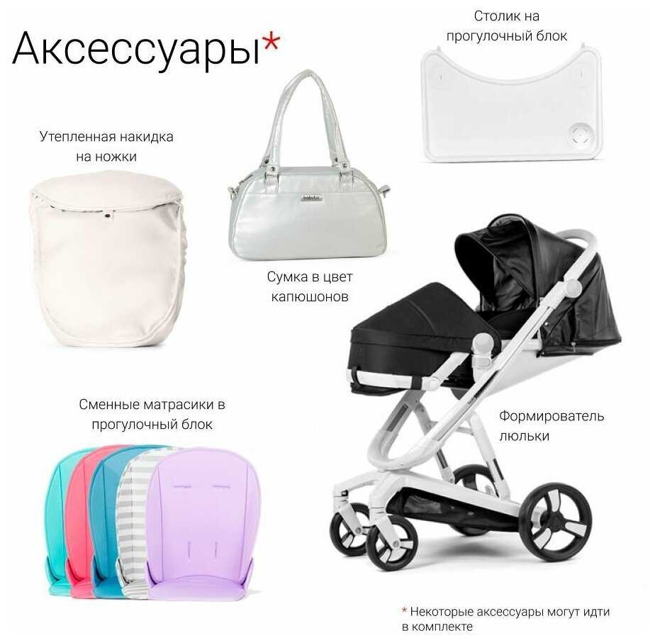 Коляска Babylux Future 2 в 1 White & Pink NEW, черный матрасик фотография 12